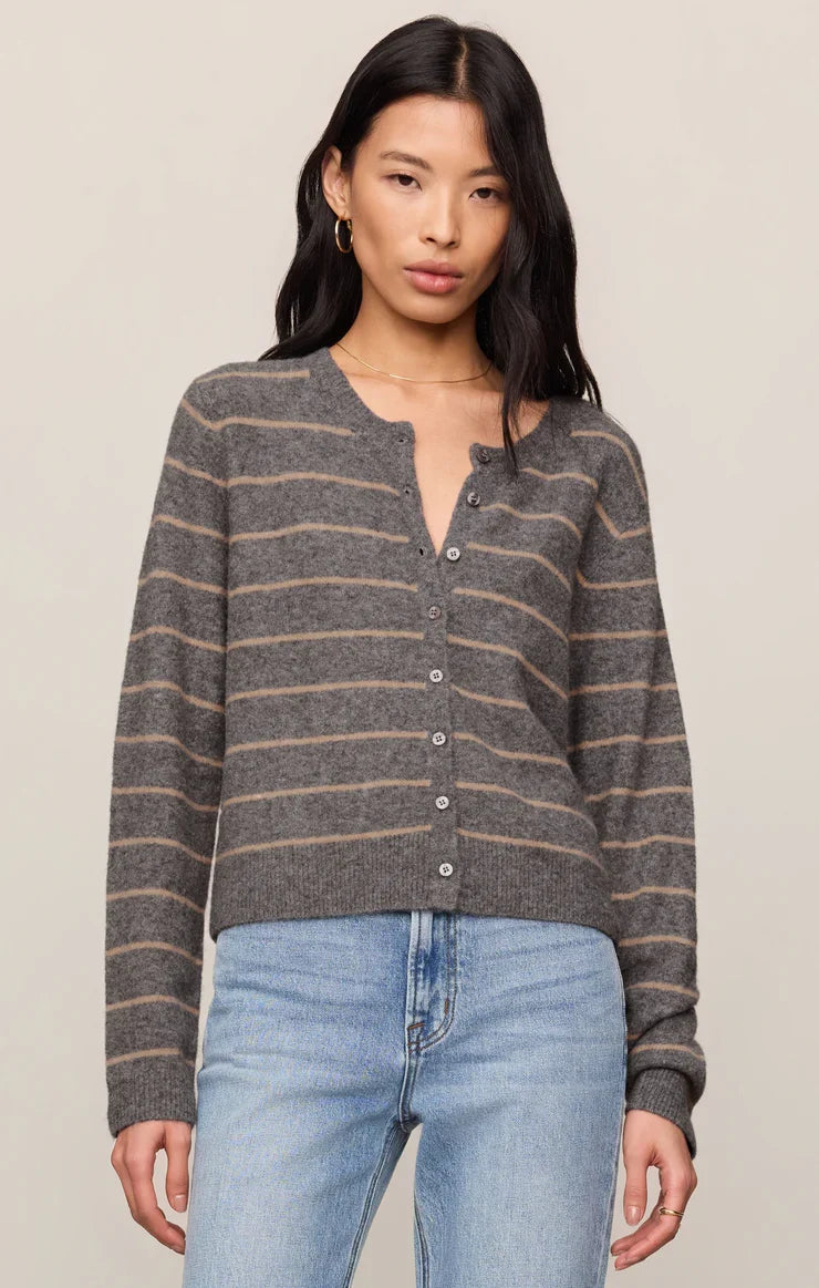 Medina Stripe Cardigan Charcoal Heather