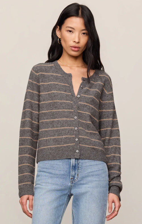 Medina Stripe Cardigan Charcoal Heather