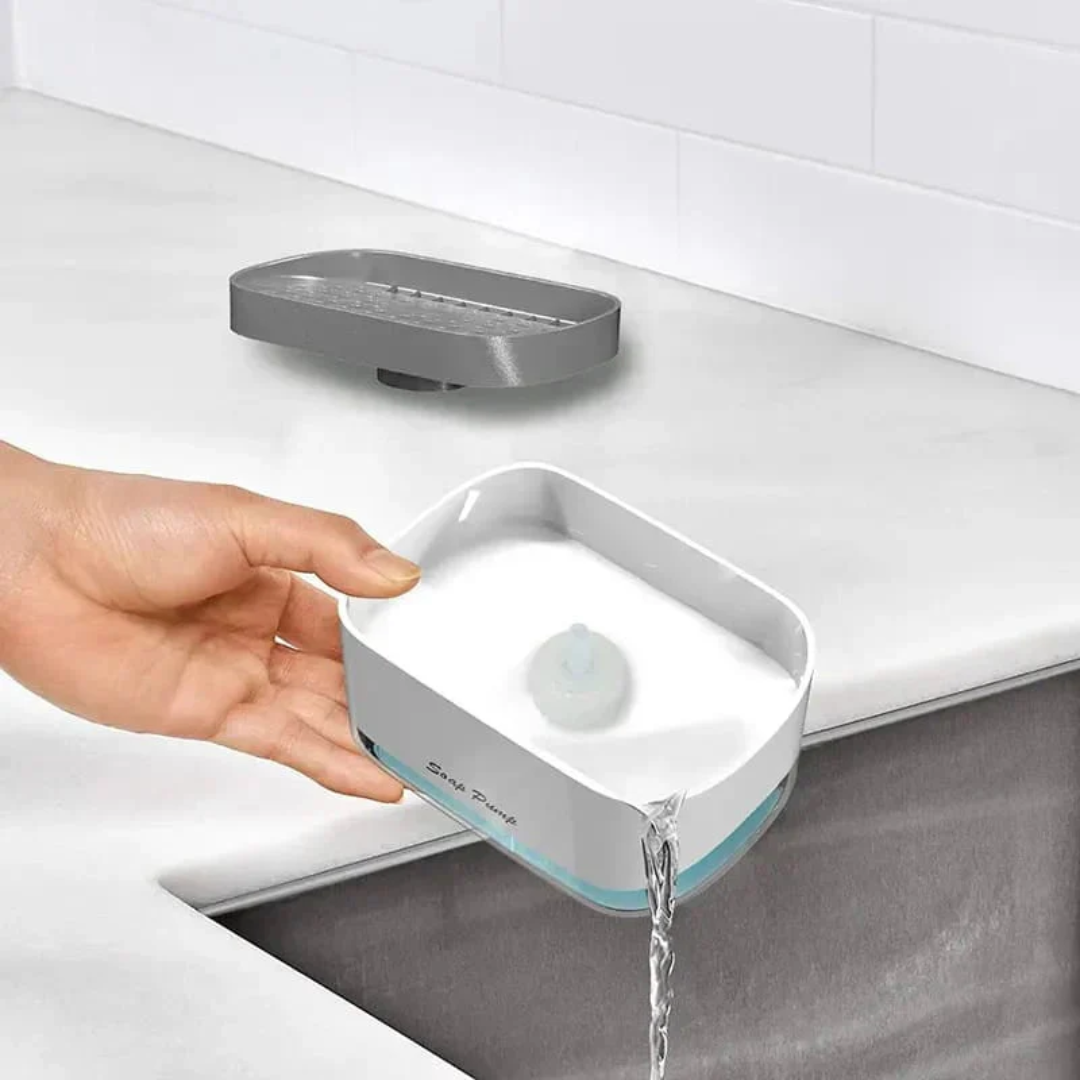 Zidello 2-in-1 Soap Pump Dispenser with Sponge | Kitchen Dish Soap Liquid Holder