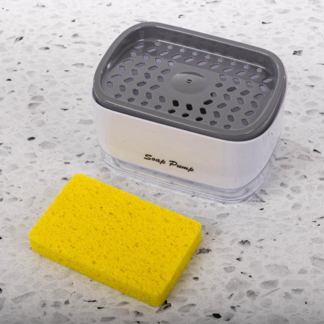Zidello 2-in-1 Soap Pump Dispenser with Sponge | Kitchen Dish Soap Liquid Holder