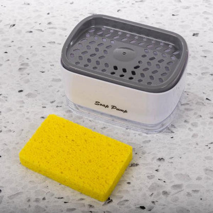 Zidello 2-in-1 Soap Pump Dispenser with Sponge | Kitchen Dish Soap Liquid Holder