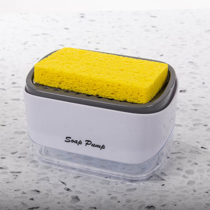 Zidello 2-in-1 Soap Pump Dispenser with Sponge | Kitchen Dish Soap Liquid Holder