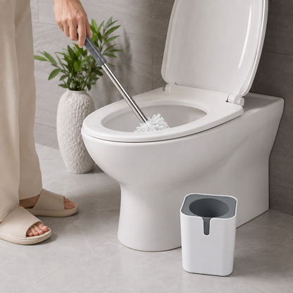 Zidello Toilet Brush with Caddy | Long Handle Bathroom Toilet Cleaning Brush with Holder