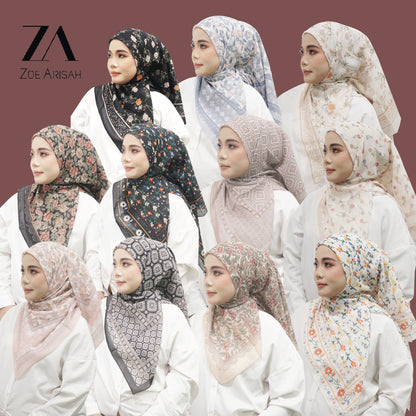 Tudung Bawal ZOE ARISAH Printed Square Hijab ( Bidang 45 inch)