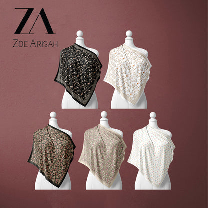Tudung Bawal ZOE ARISAH Printed Square Hijab ( Bidang 45 inch)