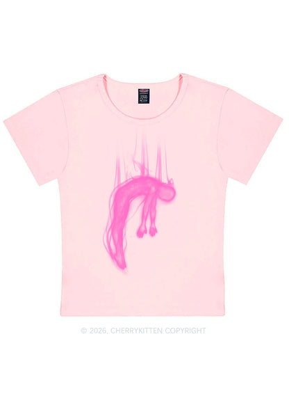 Halloween Blue Falling Ghost Y2K Baby Tee Cherrykitten