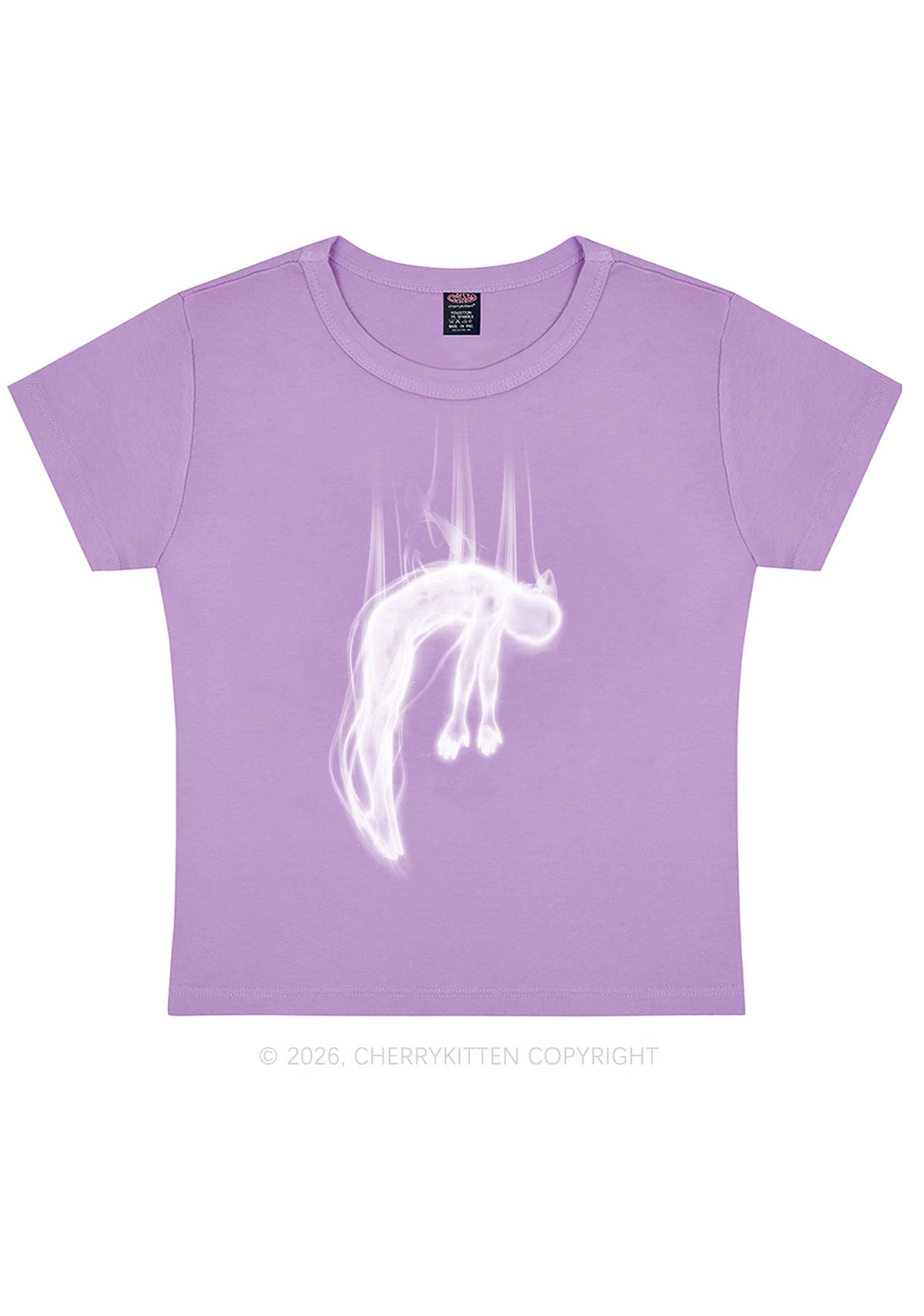 Halloween Blue Falling Ghost Y2K Baby Tee Cherrykitten