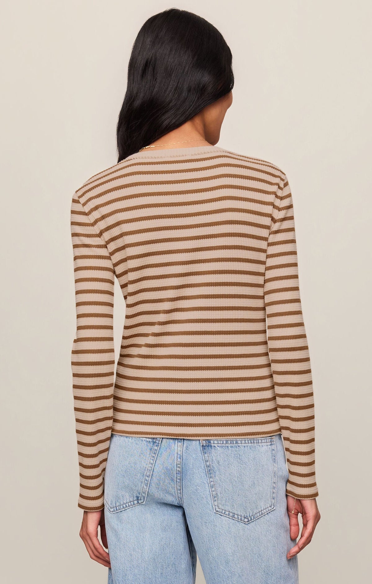Arlet Stripe Thermal Top - Saddle Suede