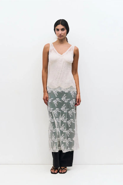 Jennifer Sheer Lace Dress - Cream