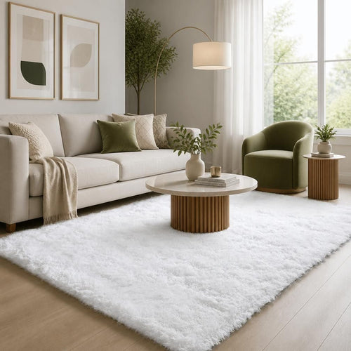 Fluffy Shag Area Rug - Abstract Tie-Dye Design with Non-Slip Backing for Cozy Comfort