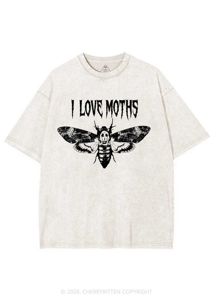 Halloween I Love Moths Y2K Shirts Washed Tee Cherrykitten
