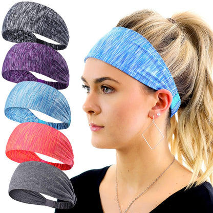 Calbeing Gray Workout Headband for Women Wide Headbands for Women Sports Running Headband for Exercise Gym Hairband Athletic Thick Non Slip Yoga Sweatband Fitness 5Pack