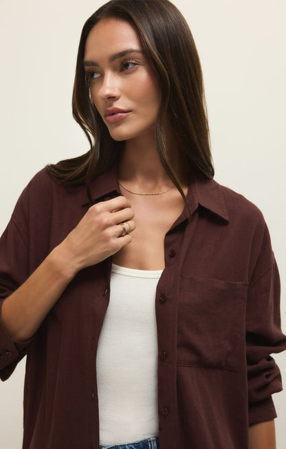 Alfie Button Up Shirt- Chocolate Cherry