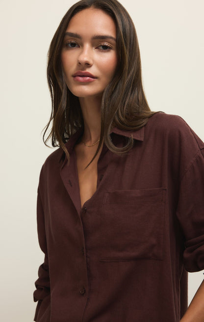 Alfie Button Up Shirt- Chocolate Cherry