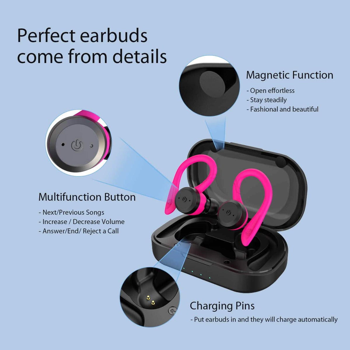 APEKX Bluetooth Headphones True Wireless Earbuds with Charging Case