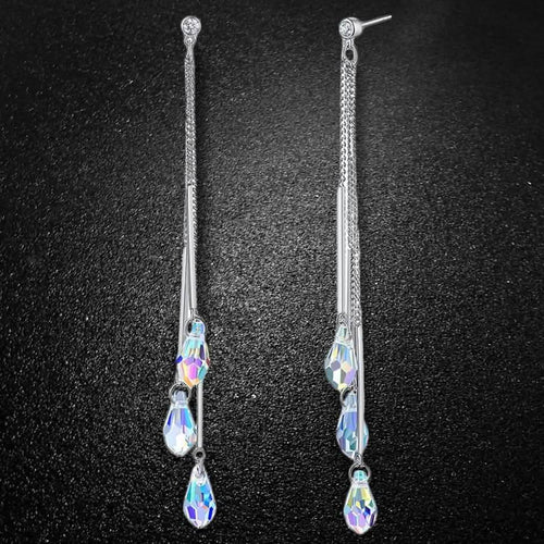 Aurora Borealis Crystal Drop Earrings Made with Swarovski Elements