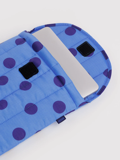 Puffy Laptop Sleeve 13"/14": Blue Polka Dot