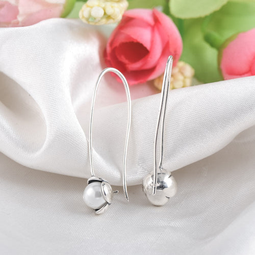 18K White Gold Plated Pearl Earrings