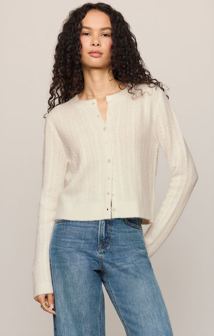 Medina Pointelle Cardigan - Cloud