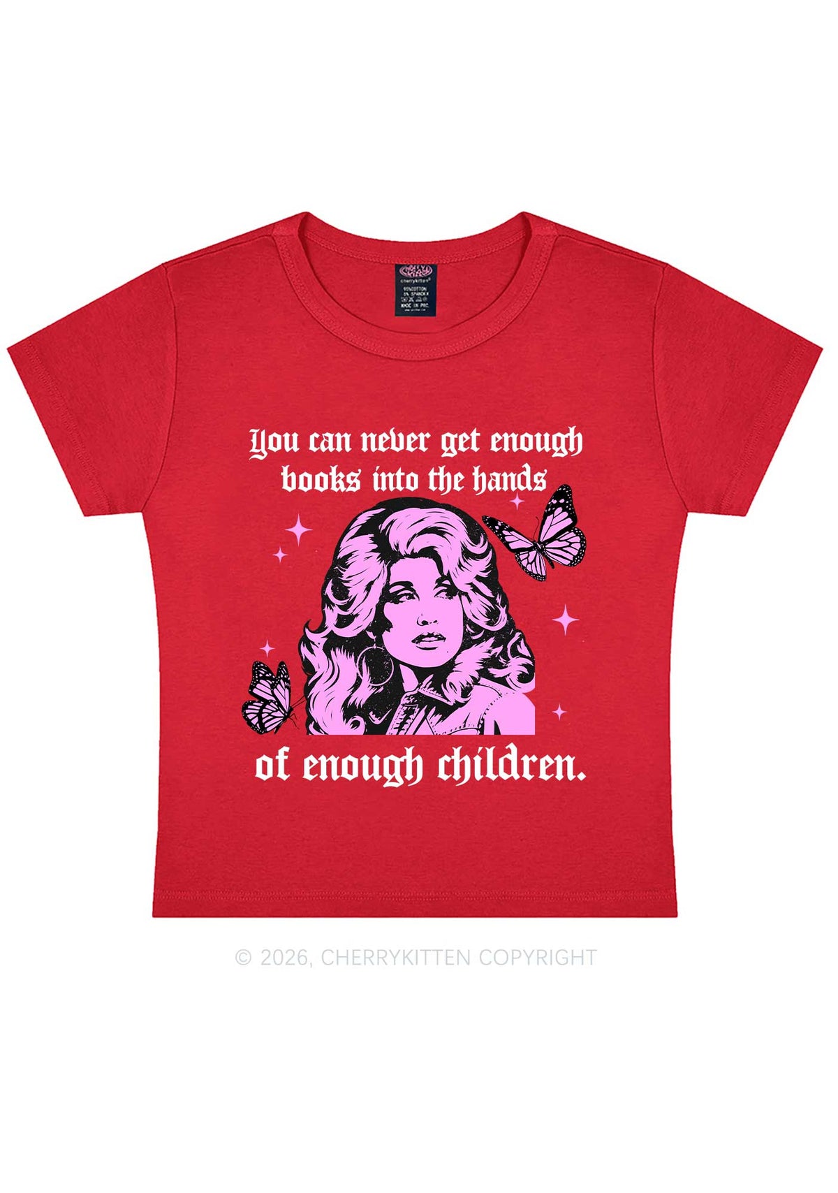 Get Enough Books Into Children Y2K Baby Tee Cherrykitten