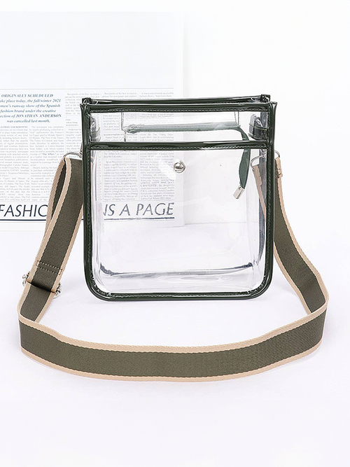 Transparent Bag with Strap: Olive
