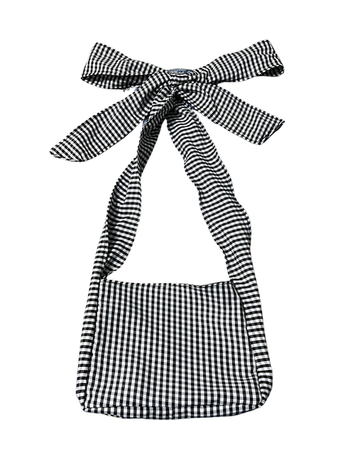 Bow-Strap Bag: Black and White Gingham