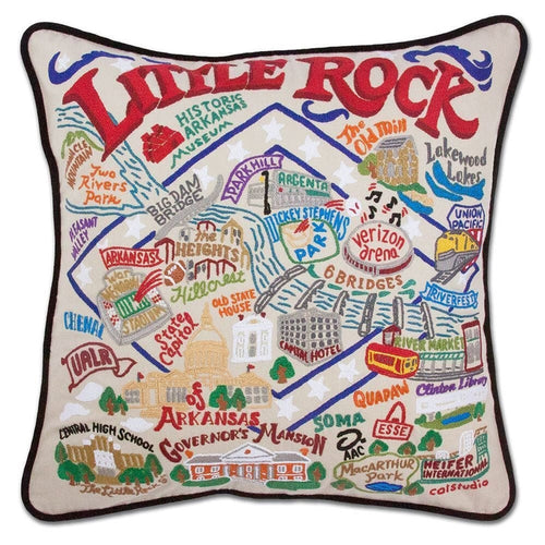 Little Rock Embroidered Pillow