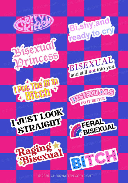 Cherrykitten Bisexual Slogan Y2K Stickers Pack Of 9