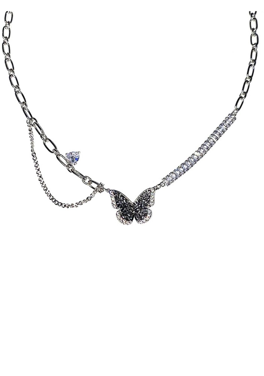 Black Zircon Butterfly Necklace