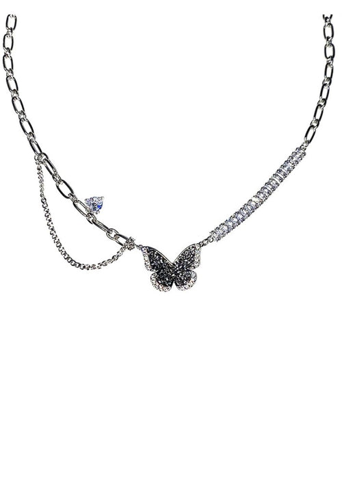 Black Zircon Butterfly Necklace