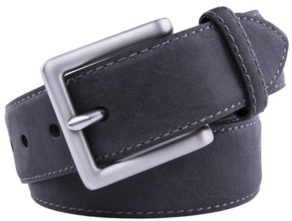Bonded Leather Belt for Men – Nickel Buckle, 1.4" Strap