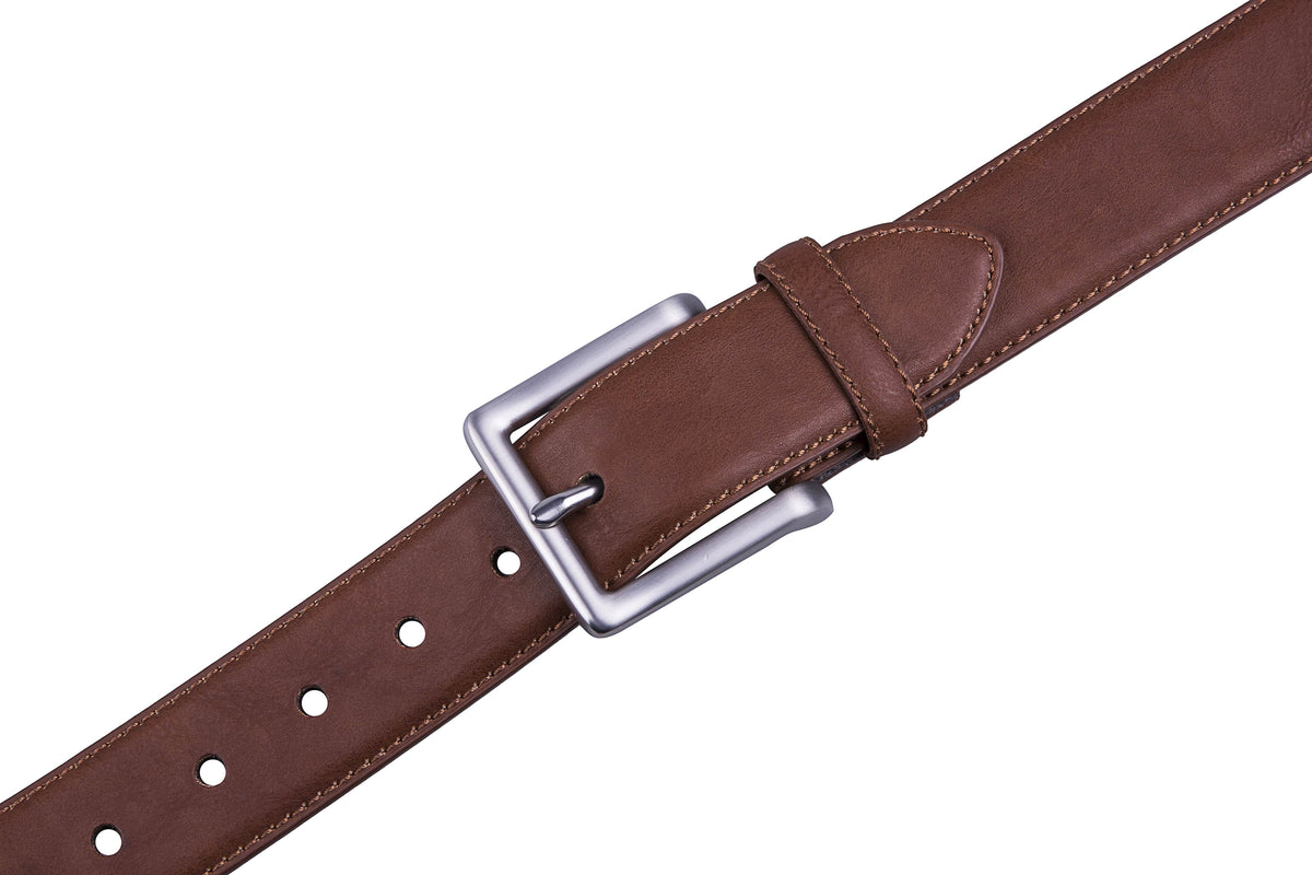 Bonded Leather Belt for Men – Nickel Buckle, 1.4" Strap