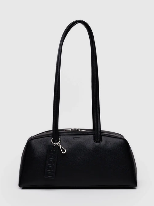 Recycled Leather Bowler Bag: Black (FINAL SALE)
