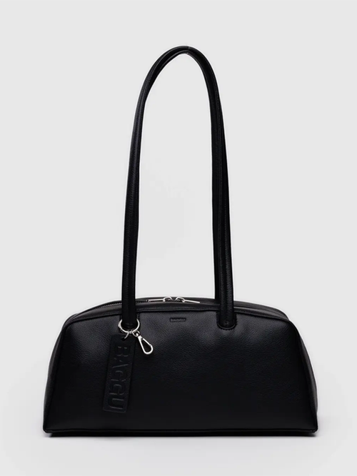 Recycled Leather Bowler Bag: Black (FINAL SALE)