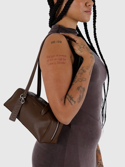 Small Recycled Leather Bowler Bag: Brown (FINAL SALE)