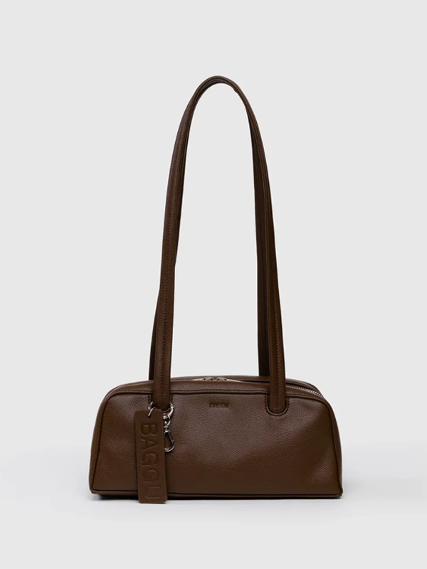 Small Recycled Leather Bowler Bag: Brown (FINAL SALE)