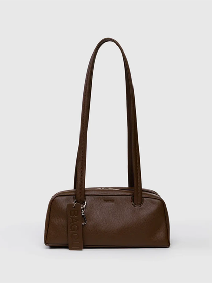 Small Recycled Leather Bowler Bag: Brown (FINAL SALE)