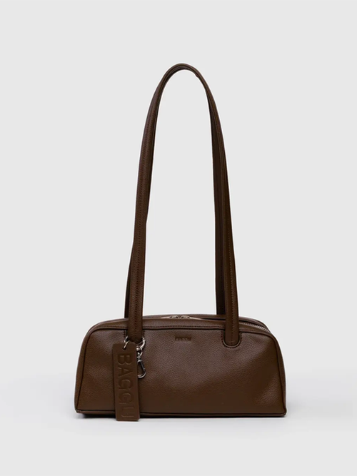 Small Recycled Leather Bowler Bag: Brown (FINAL SALE)