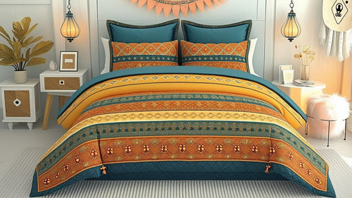 Boho King Comforter Set – 7 Piece Luxury Microfiber Bedding Ensemble