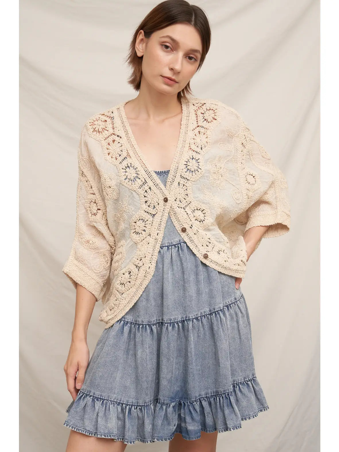 Batwing Crochet Detail Cardigan