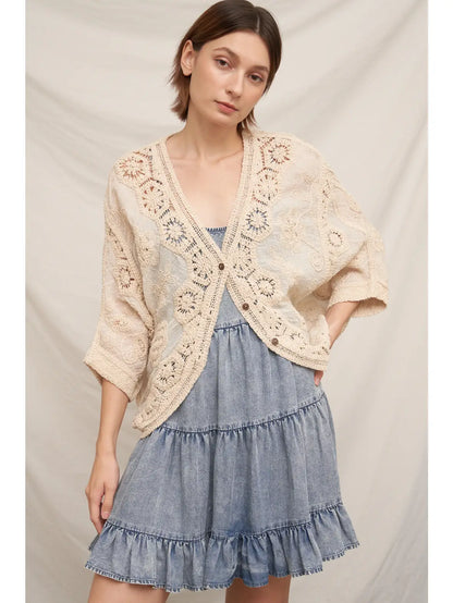 Batwing Crochet Detail Cardigan