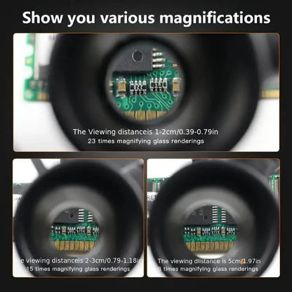 2-LED Head-Mounted Magnifier Glasses – 8x/15x/23x with Repair Light