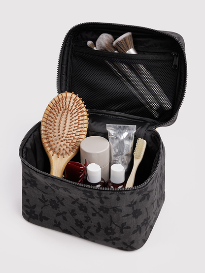 Large Cosmetic Case: Charcoal Ditsy Floral