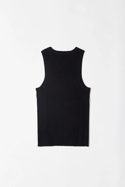 Black Ribbed Row Top