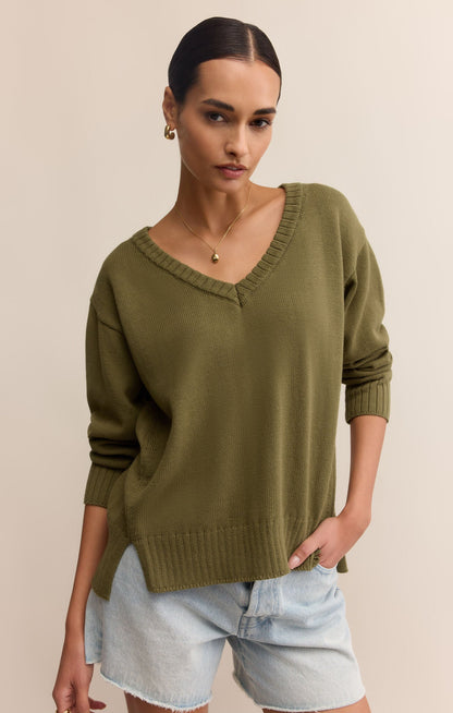 All Around V-Neck Sweater - Fern
