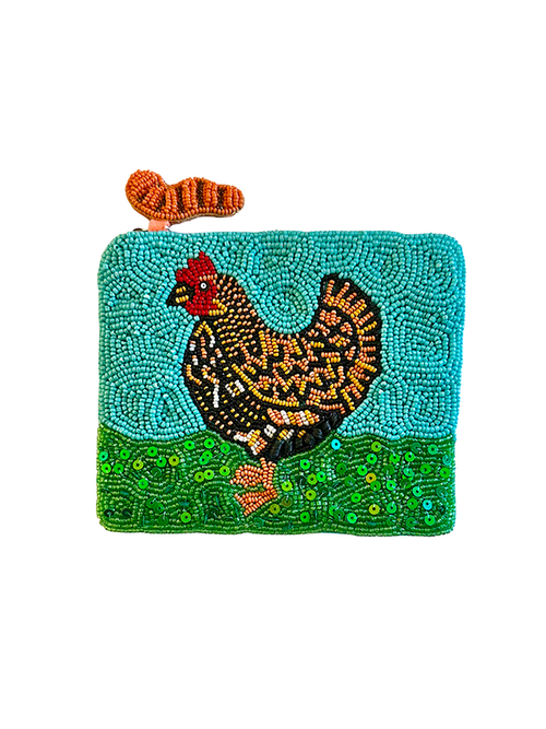 Beaded Coin Purse: Chicken
