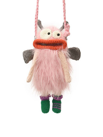 Crochet Big Mouth Elf Bag: Pink
