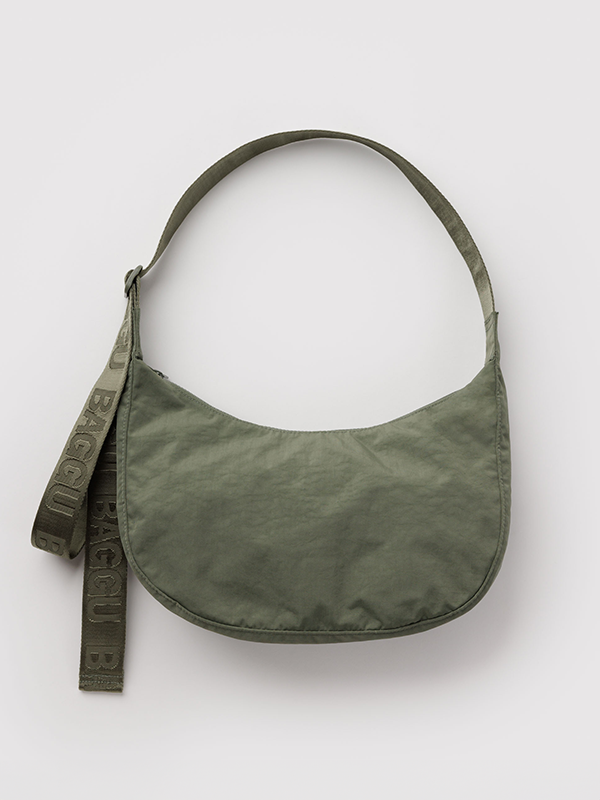 Medium Nylon Crescent Bag: Caper