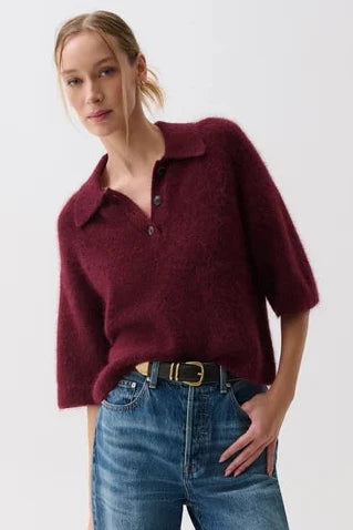 Nadya Alpaca Blend Boxy Polo Sweater