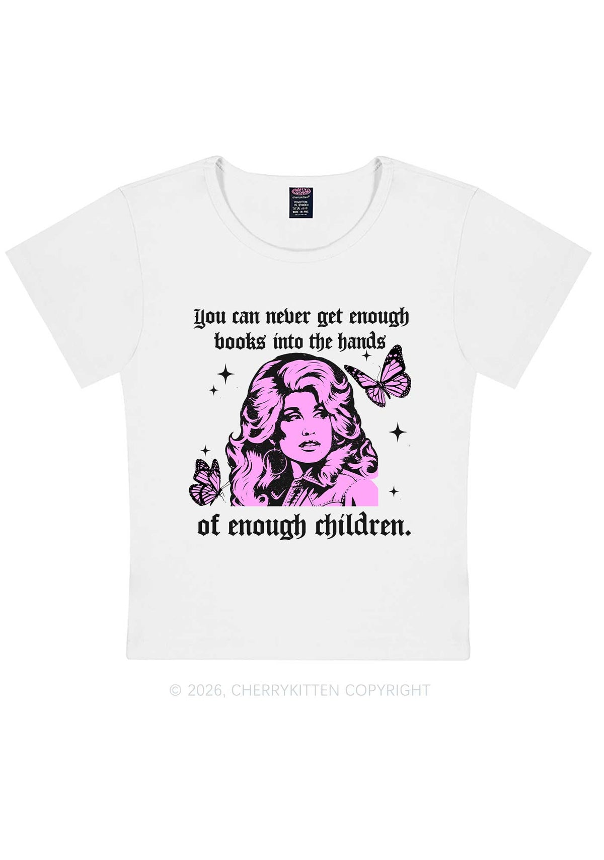 Get Enough Books Into Children Y2K Baby Tee Cherrykitten